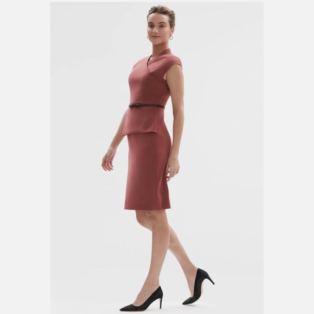 MM Lafleur The Elecia Dress Stretch Twill in Brick Red Size 12-EUC NO BELT